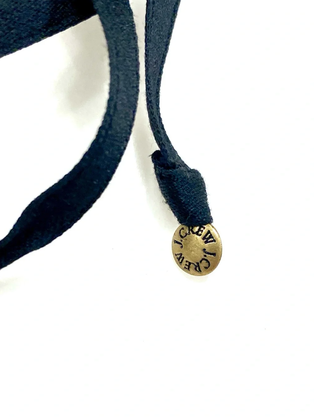 J. Crew Black Bead Necklace with Pink Ribbon Accents